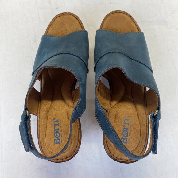 BORN WEKIVA Women's Leather Open Toe Slingback Pump Sz 10 M Chunk - Picture 6 of 15